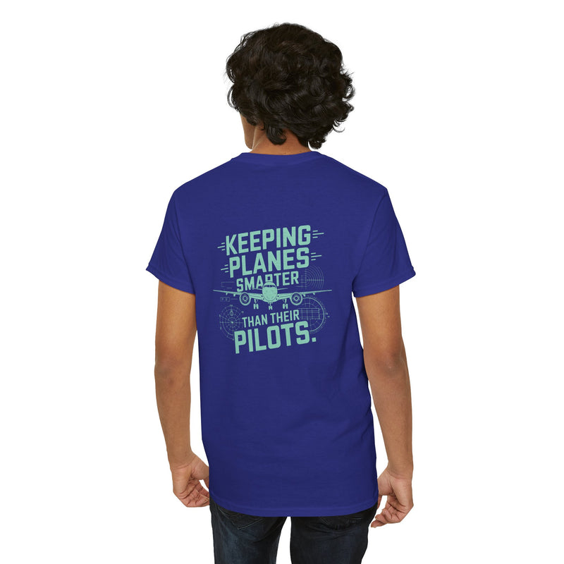 Unisex Heavy Cotton Tee: "Keeping Planes Smarter" - T-Shirt