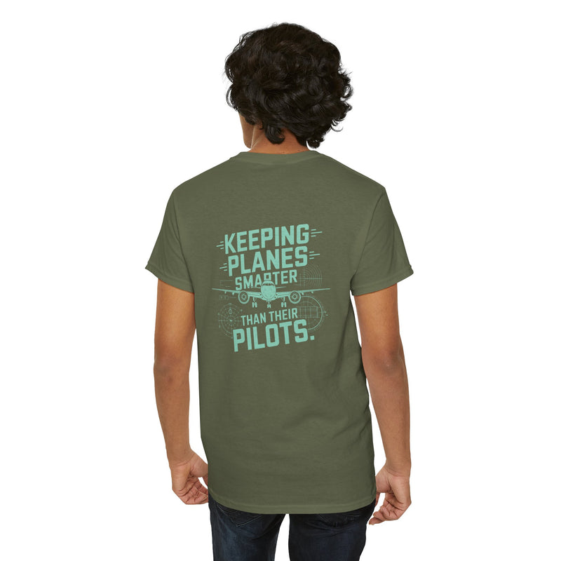 Unisex Heavy Cotton Tee: "Keeping Planes Smarter" - T-Shirt