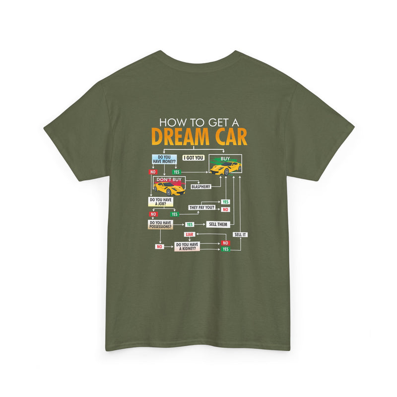 Unisex Heavy Cotton Tee: "How to Get a Dream Car" - CAR Lover's T-Shirt