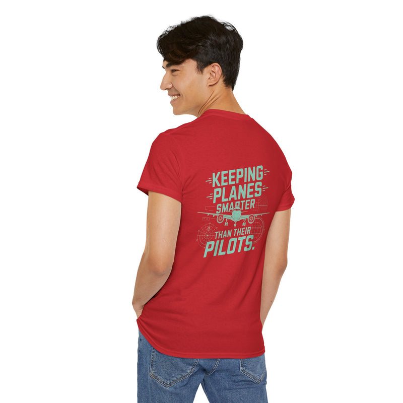 Unisex Heavy Cotton Tee: "Keeping Planes Smarter" - T-Shirt