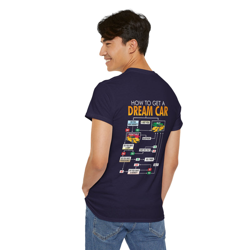 Unisex Heavy Cotton Tee: "How to Get a Dream Car" - CAR Lover's T-Shirt