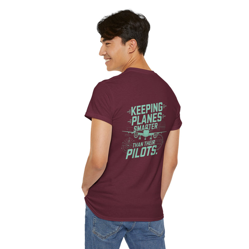 Unisex Heavy Cotton Tee: "Keeping Planes Smarter" - T-Shirt