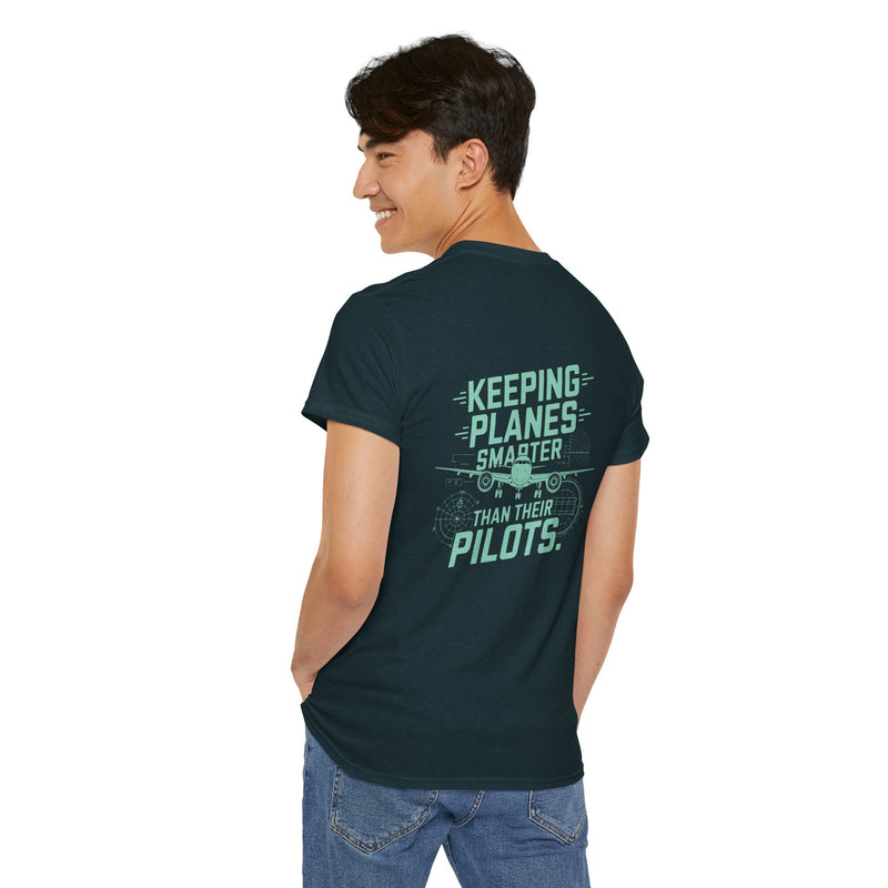 Unisex Heavy Cotton Tee: "Keeping Planes Smarter" - T-Shirt