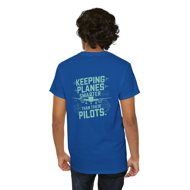 Unisex Heavy Cotton Tee: "Keeping Planes Smarter" - T-Shirt