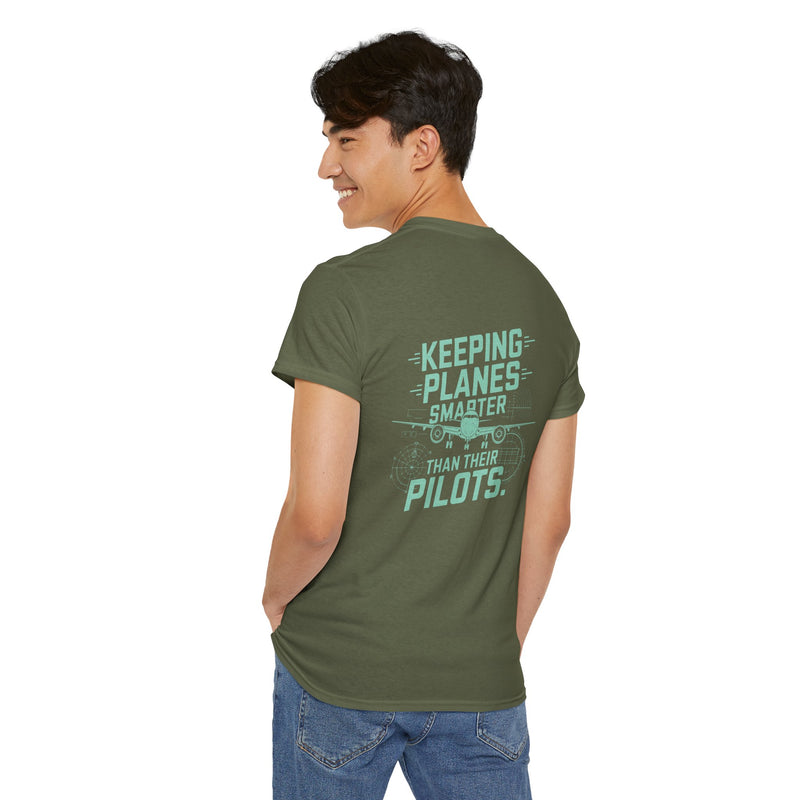 Unisex Heavy Cotton Tee: "Keeping Planes Smarter" - T-Shirt