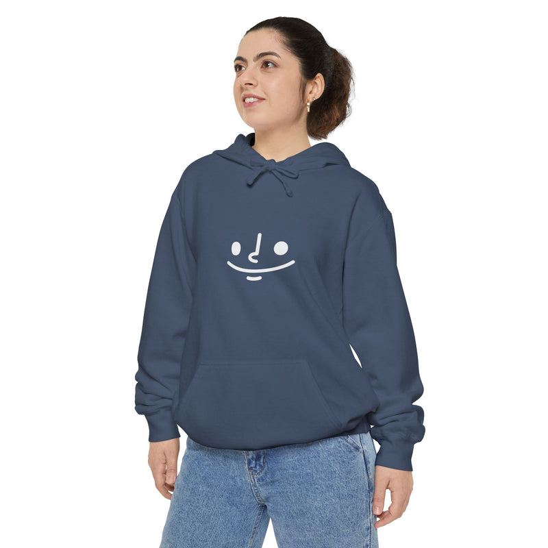 Unisex Garment-Dyed Hoodie with Smile Design - Cozy & Casual Everyday Wear